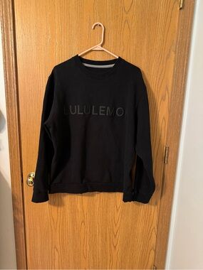 Lululemon Black Crewneck Sweatshirt Large Tonal Logo Pullover